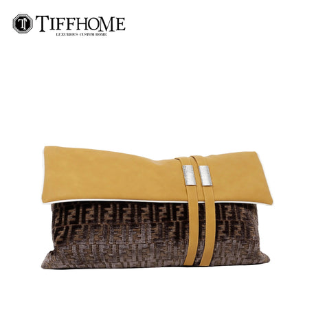 High Quality Custom Organic Decorative Cushion Covers Portable Waist Pillow Cases Cut Velvet Leather Splicing Throw Julia M LifeStyles