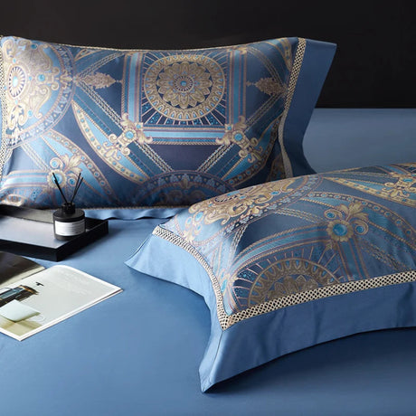 Luxurious Egyptian Cotton Jacquard Duvet Cover Set - 600TC Satin Finish