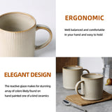 16Oz Stoneware Coffee Mugs Set of 4 Rustic Ceramic Coffee Cups Set with Large Handle Coffee Mugs for Latte Cocoa Tea Milk Beige Julia M LifeStyles