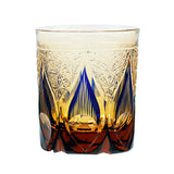 In Stock Edo Kiriko Style  Rock Glass Hand Carved Cased Glass Cup With Candle Light Pattern for Souvenir Wedding Gift