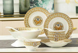 60 Pcs Golden Mosaic Eco-Friendly Porcelain Tableware Set