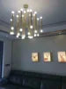 Modern Style Bamboo-shaped Chandelier Golden Chrome Pendant Lamp Living Room Dining Room American Household Lamps