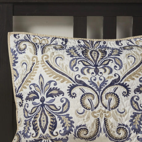 Floral Vintage Reversible Queen Quilt Set with 3 Elegant Throw Pillows