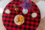 Round Red Black Checkered Lace Tablecloth for Weddings and Events