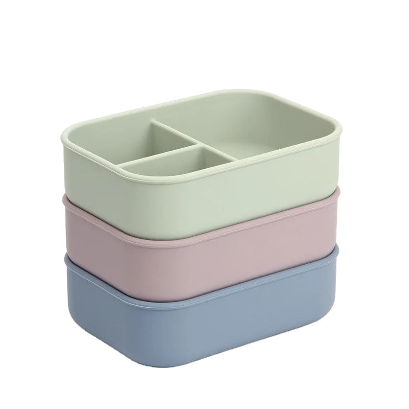Highshow 3-Piece Leak-Proof Silicone Bento Lunch Box Set