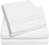 Luxury White Hotel Bed Sheet Set Extra Soft King Size Mattress Elastic Corner Straps Deep Pocket Quality Polyester