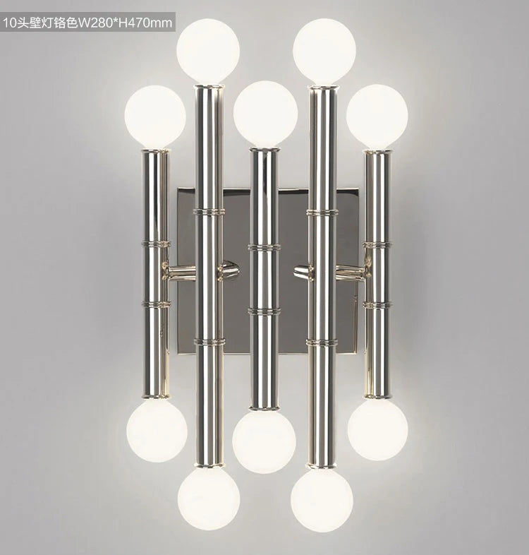 Modern Style Bamboo-shaped Chandelier Golden Chrome Pendant Lamp Living Room Dining Room American Household Lamps