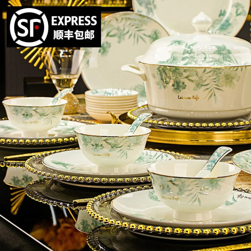 Floral Luxury Round Dinner Set – High Quality Porcelain for Elegant Dining