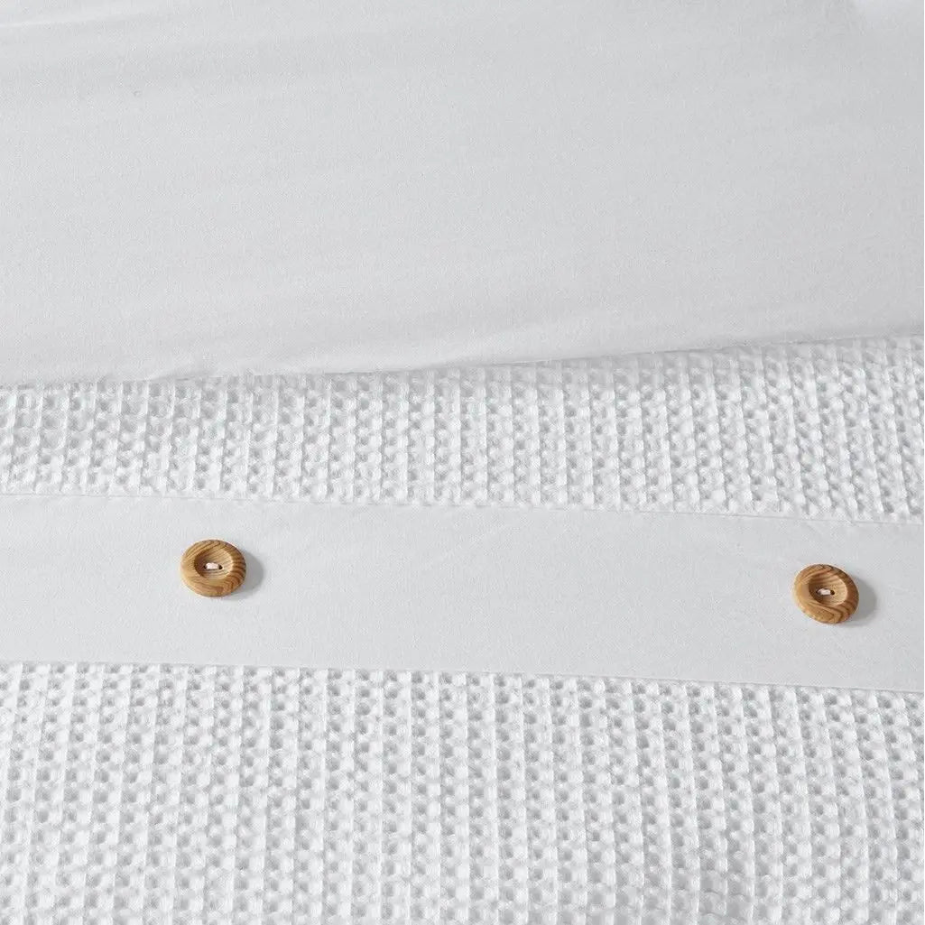King-Size Cotton Waffle Weave 3-Piece Comforter Set