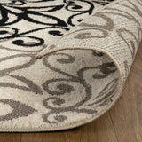 11' Tan Gray and Black Floral Medallion Runner Rug Stain Resistant Product