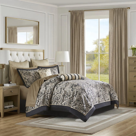 12-Piece Comforter & Cotton Bed Sheets Set with Duvet Cover