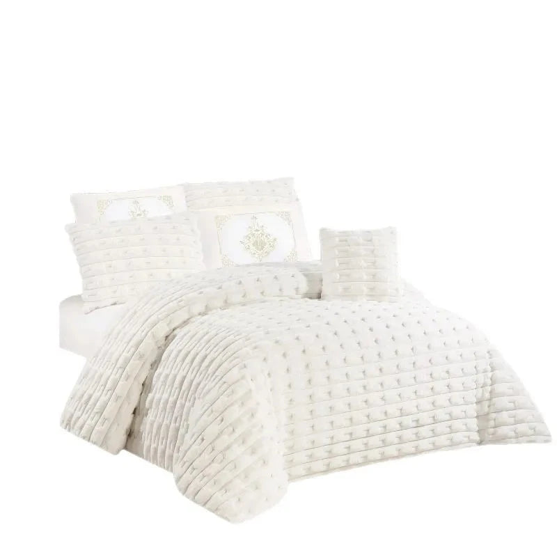 Light Luxury Rabbit Fur Plush 4-Piece Winter Set Julia M LifeStyles