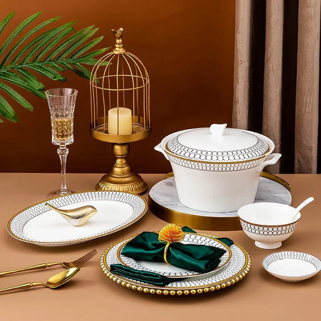 58 Pcs Ceramic Tableware Simple High Quality Cutlery Plate Set Modern Ceramic Dinner Plate
