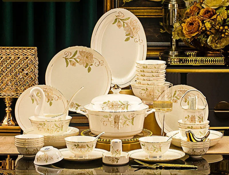Domingo Home European Simple Bone China Ceramic Tableware Bowl New Light Luxury Bowl Set Julia M LifeStyles