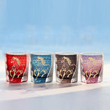 Hand Cut Festive  Edo Kiriko Glass Tumbler by Own Factory, Exquisite Red Cup with Golden Horse Pattern for Celebration