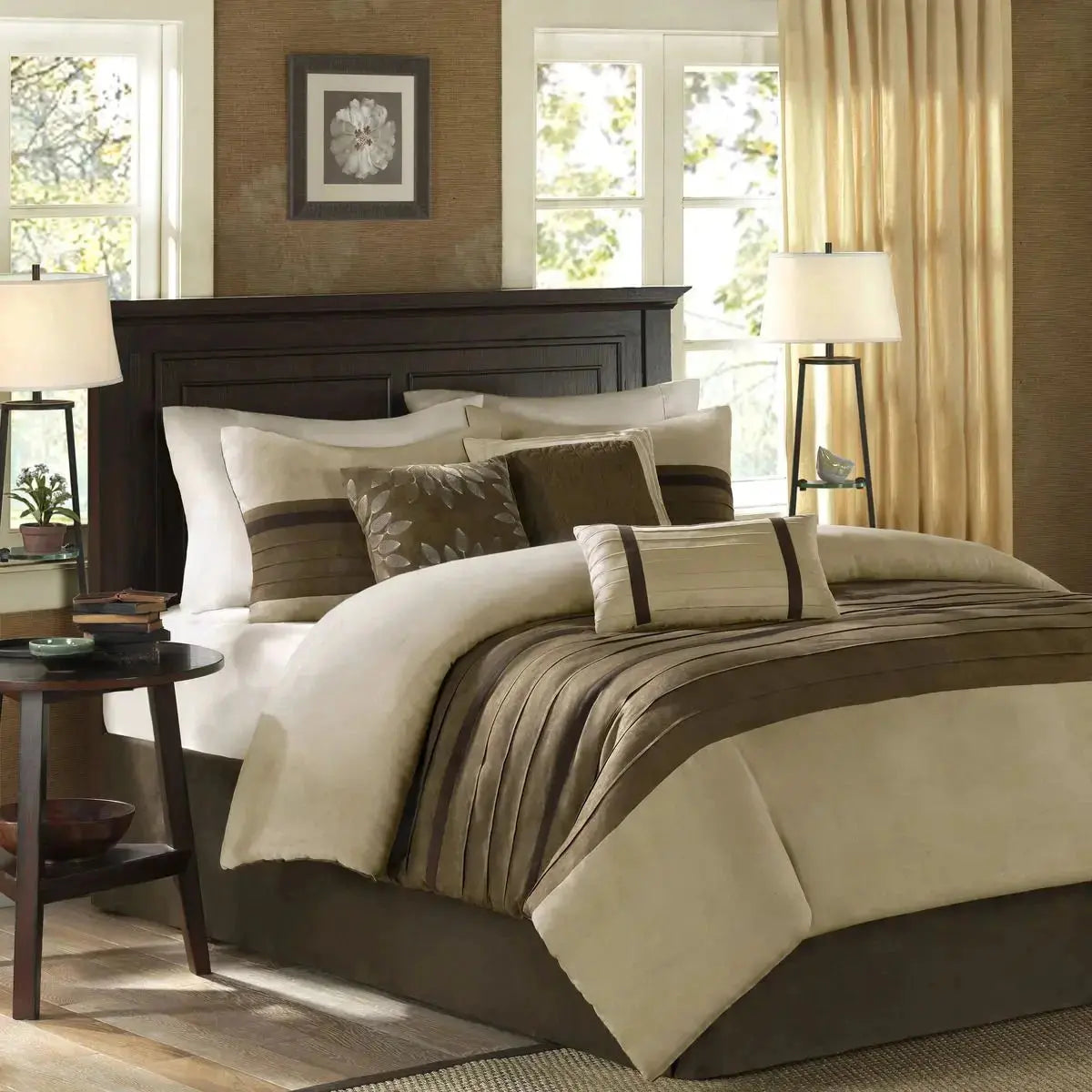 Super King 7-Piece Plant Pattern Comforter Set with Curtains Julia M LifeStyles