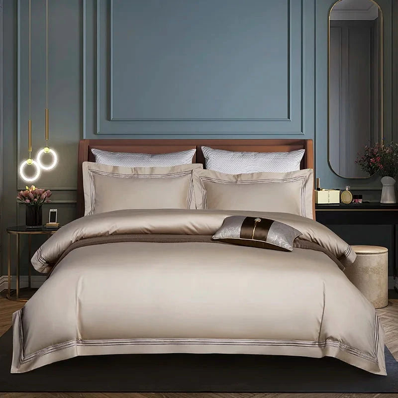 High-Quality 120S Long-Staple Cotton Bedding Set with Silk Duvet Cover Julia M LifeStyles