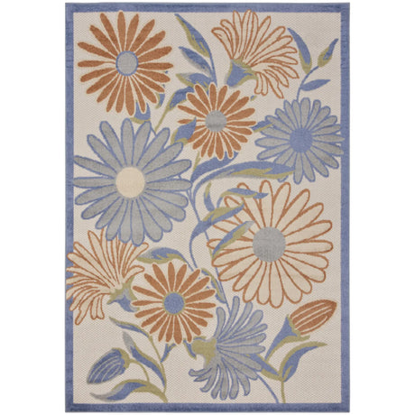 HMS 6' X 9' Beige Floral Indoor/Outdoor Area Rug