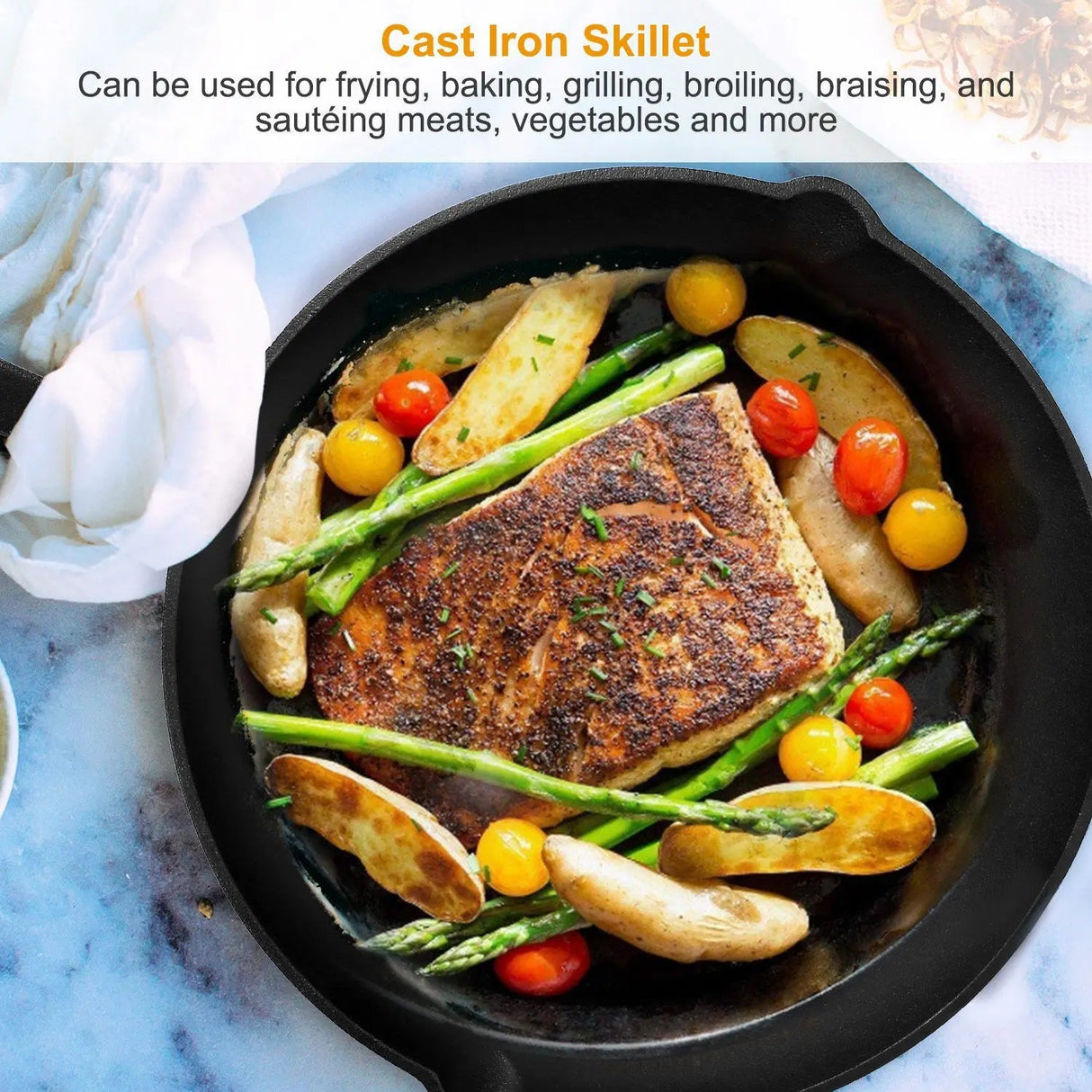 DB 3-Piece Pre-Seasoned Cast Iron Cookware Set 6/8/10-Inch Non-Stick Oven Safe Skillets Heat-Resistant Frying Pan Julia M LifeStyles