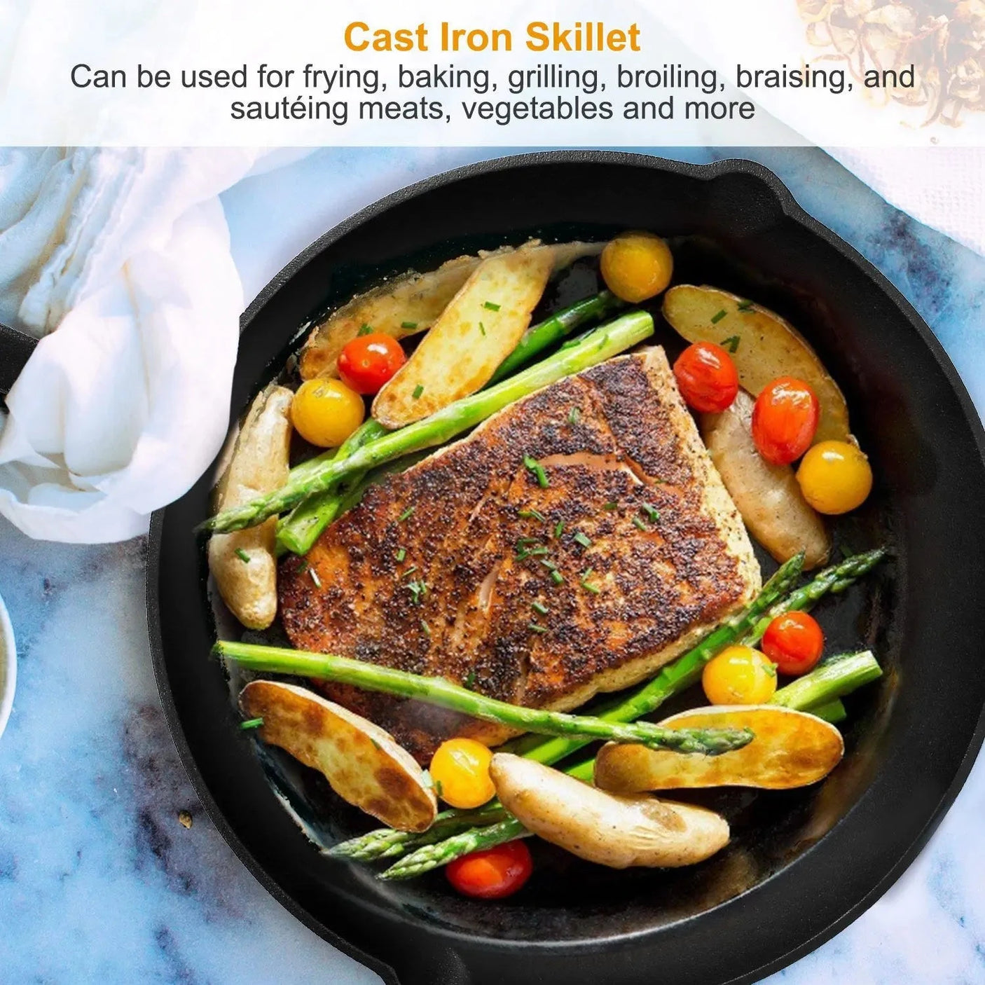 DB 3-Piece Pre-Seasoned Cast Iron Cookware Set 6/8/10-Inch Non-Stick Oven Safe Skillets Heat-Resistant Frying Pan Julia M LifeStyles