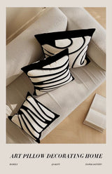 Nordic Style High-End French Retro Pillow Black and White Abstract Art Decorative Cushion for Sofa Bedroom