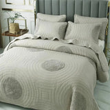 Handmade Bedding Quilts Embroidery Flower 100% Cotton Queen King Size Stitching Patchwork Bedspread 3pcs Quilt Set Julia M LifeStyles