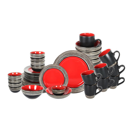 Red Tableware Wholesale Stoneware Dinnerware Bowl Plate Dishes Ceramic Dinnerware Sets for Independence Day