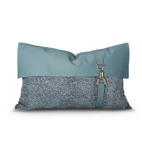 Light Luxury High-end Geometric Pattern Blue Fabric with Metal Buckle Fabric and Metal Buckle Long Home Decoration Pillowcase