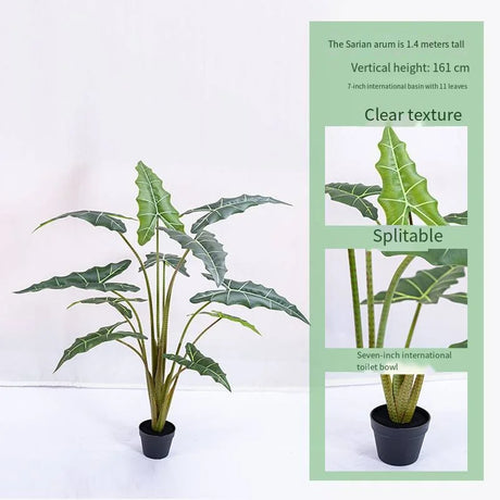 UV Resistant Faux Taro Leaf Tree in Plastic Pot Custom Size Home Garden Decor Artificial Potted Plant for Weddings