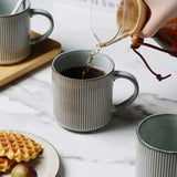 16Oz Ceramic Coffee Mugs Set of 4 Rustic Stoneware Coffee Cups Set with Large Handle for Latte Cocoa Tea Milk Smoky Blue Julia M LifeStyles