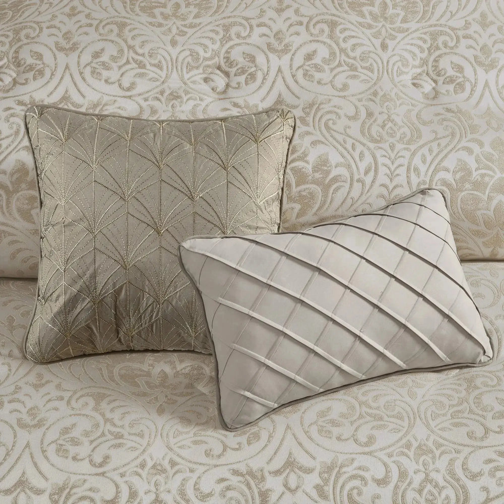 12-Piece Floral & Solid Jacquard Comforter Set for Super King/King Julia M LifeStyles
