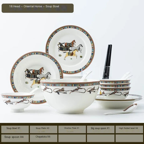 Elegant Bone China Horse Design Tableware Set