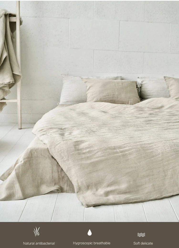 Washed Linen Duvet Cover Set with Pillowcases