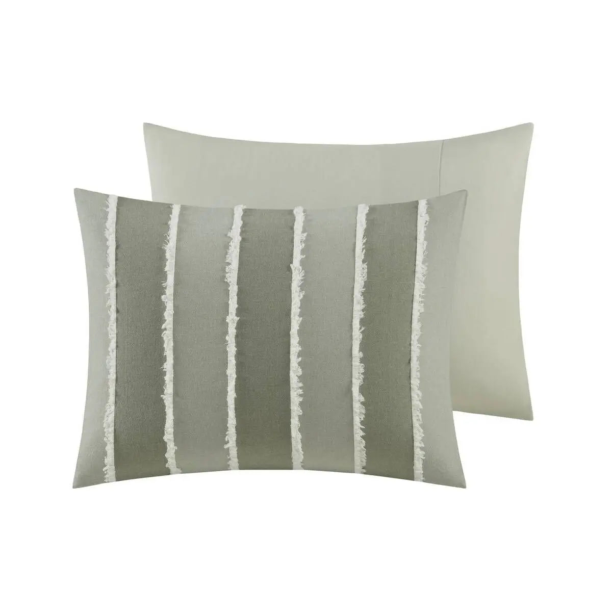 3-Piece Striped Cotton Comforter Set with Floral Patterns