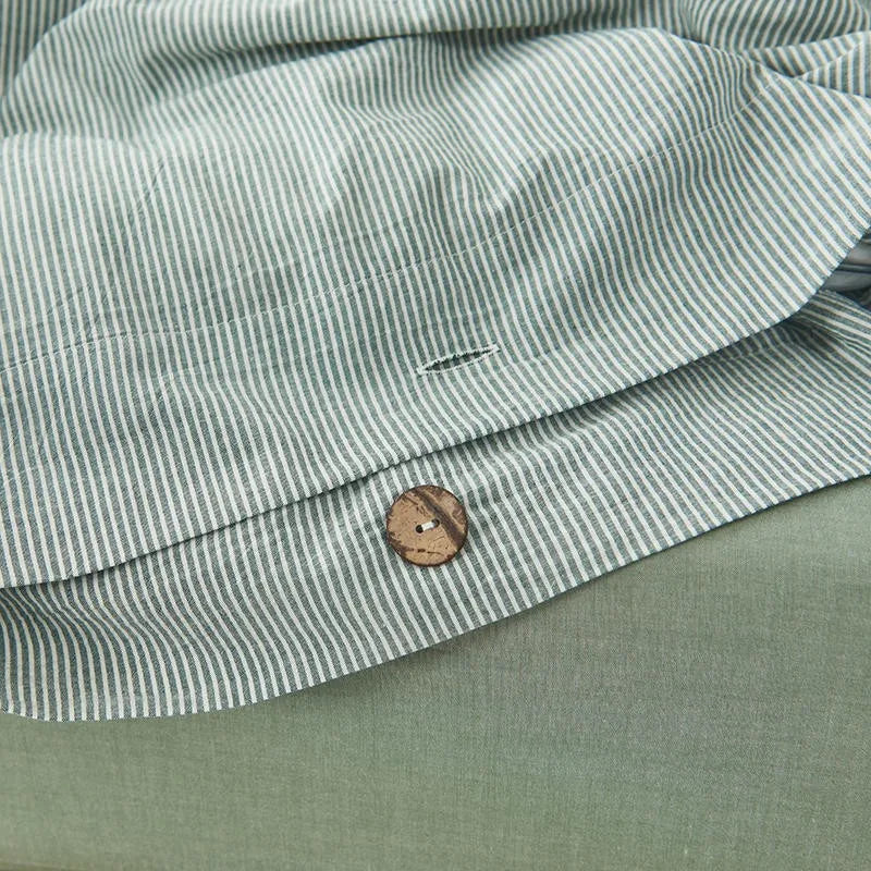 Ultra Soft 100% Washed Cotton Grey Stripe Duvet Cover Set with Sheet & Pillowcases - Julia M LifeStyles