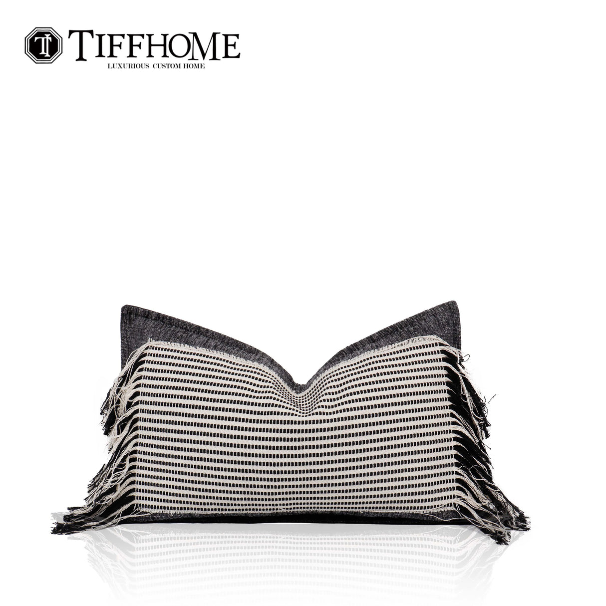 New Design Wholesale 50*30cm Woven Striped Cushion Cover Eco-friendly Cotton-ramie Gift Waist Pillow With Tassels