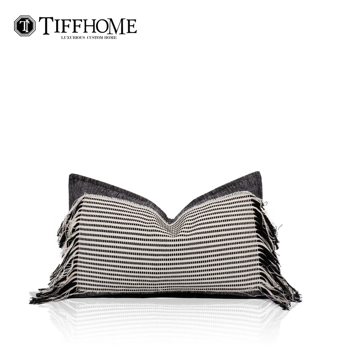 New Design Wholesale 50*30cm Woven Striped Cushion Cover Eco-friendly Cotton-ramie Gift Waist Pillow With Tassels Julia M LifeStyles