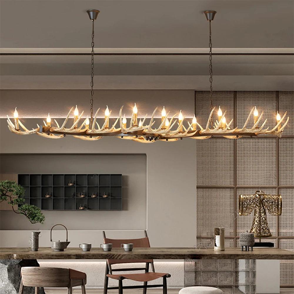 The Extended Lodge Linear 16-Light Resin Antler Chandelier