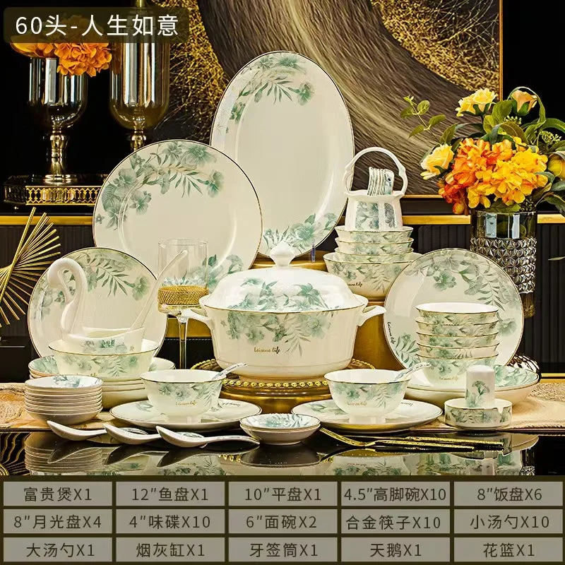 Floral Luxury Round Dinner Set – High Quality Porcelain for Elegant Dining