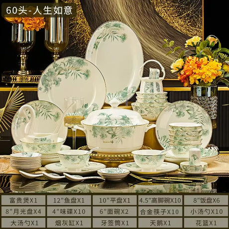 Floral Luxury Round Dinner Set – High Quality Porcelain for Elegant Dining