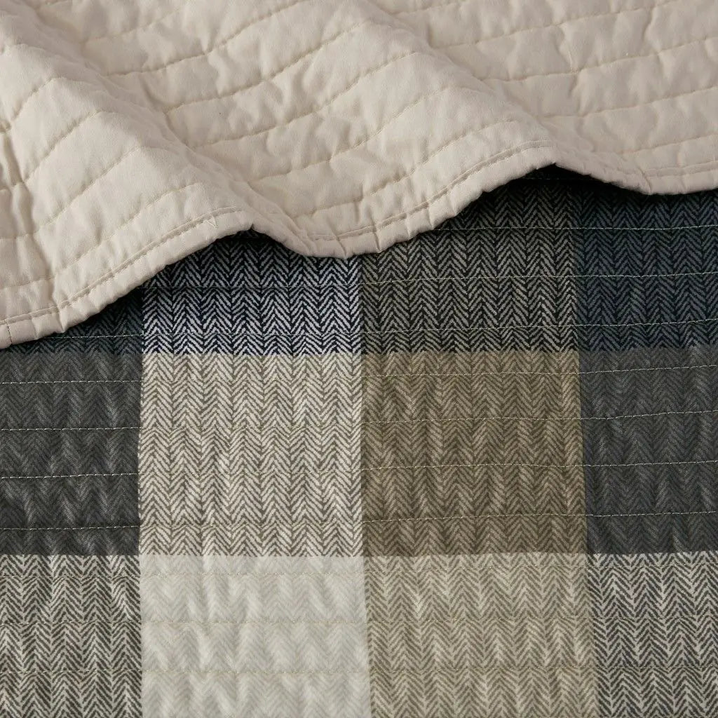 Reversible Plaid Daybed Cover Set - 8 Pieces, Solid Cotton, Multiple Sizes