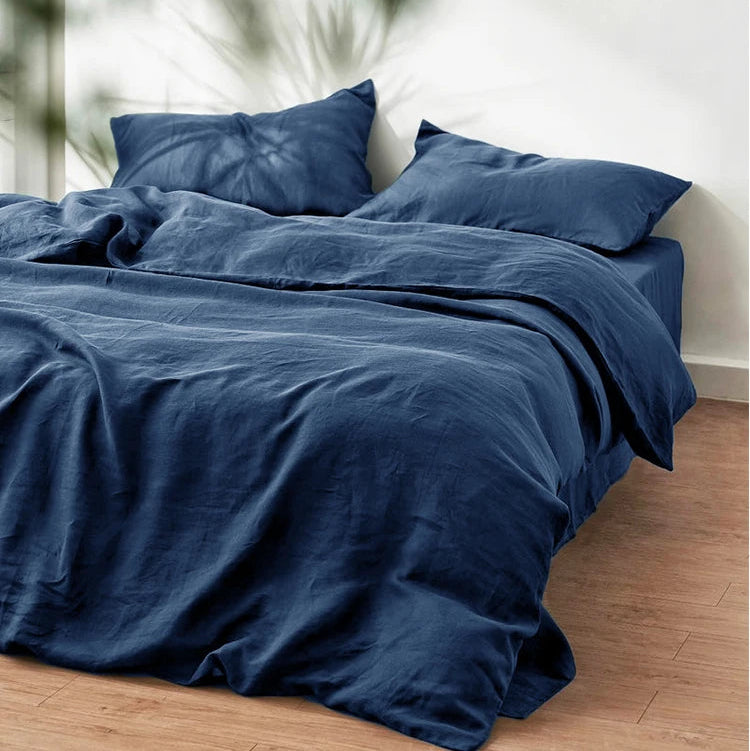 Washed Linen Duvet Cover Set with Pillowcases