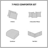 Floral & Solid 7-Piece Faux Suede Comforter Set - King, Queen, Super King