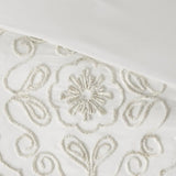 3-Piece Ivory/Taupe Tufted Cotton Chenille Coverlet Set Embroidered Plain Pattern Full/Queen for Weddings for Hotels Julia M LifeStyles