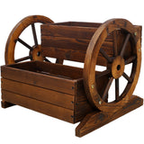 DB Large Wooden Wagon Planter Box Garden Planter with Wheels Decorative Indoor Outdoor Kit for Flowers Herbs Vegetables Julia M LifeStyles