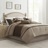 Floral & Solid 7-Piece Faux Suede Comforter Set for King/Queen Super King