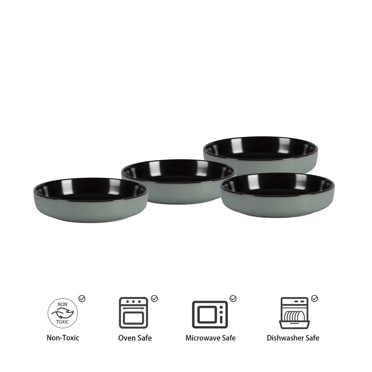 Reactive Glaze Green Stoneware Ceramic Dinnerware Sets for 4 People 20pcs Collection