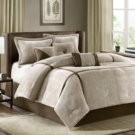 7-Piece Floral Comforter Set for Super King, King, and Queen Sizes