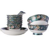 Luxurious 72-Piece Ceramic Dinnerware Set with Gold Rim and Floral Design
