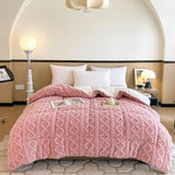 Custom Wholesale Simple Solid Color Hypoallergenic Tuff Velvet Thickened Winter Warm Soybean Fiber Filled king Bedroom Quilts Julia M LifeStyles